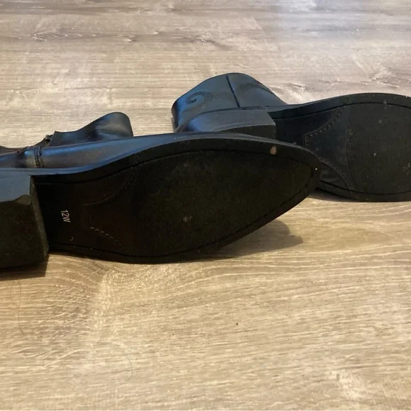 Saddle Tramp Men's Black Western Cowboy Ankle Leather Zip Boots 12W - Picture 4 of 8